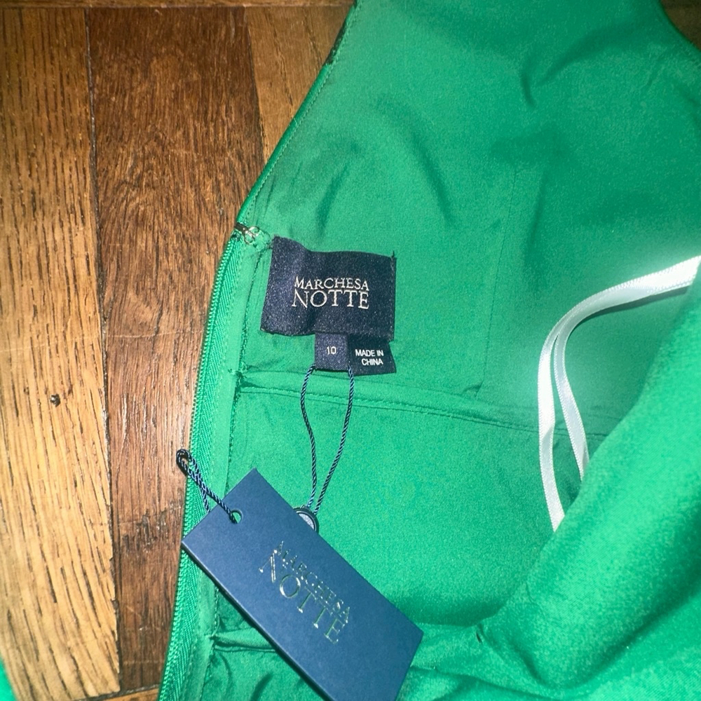 Marchesa Notte Green Floral Mini Cocktail Dress with Pockets Size 10 New Tags - Picture 6 of 6